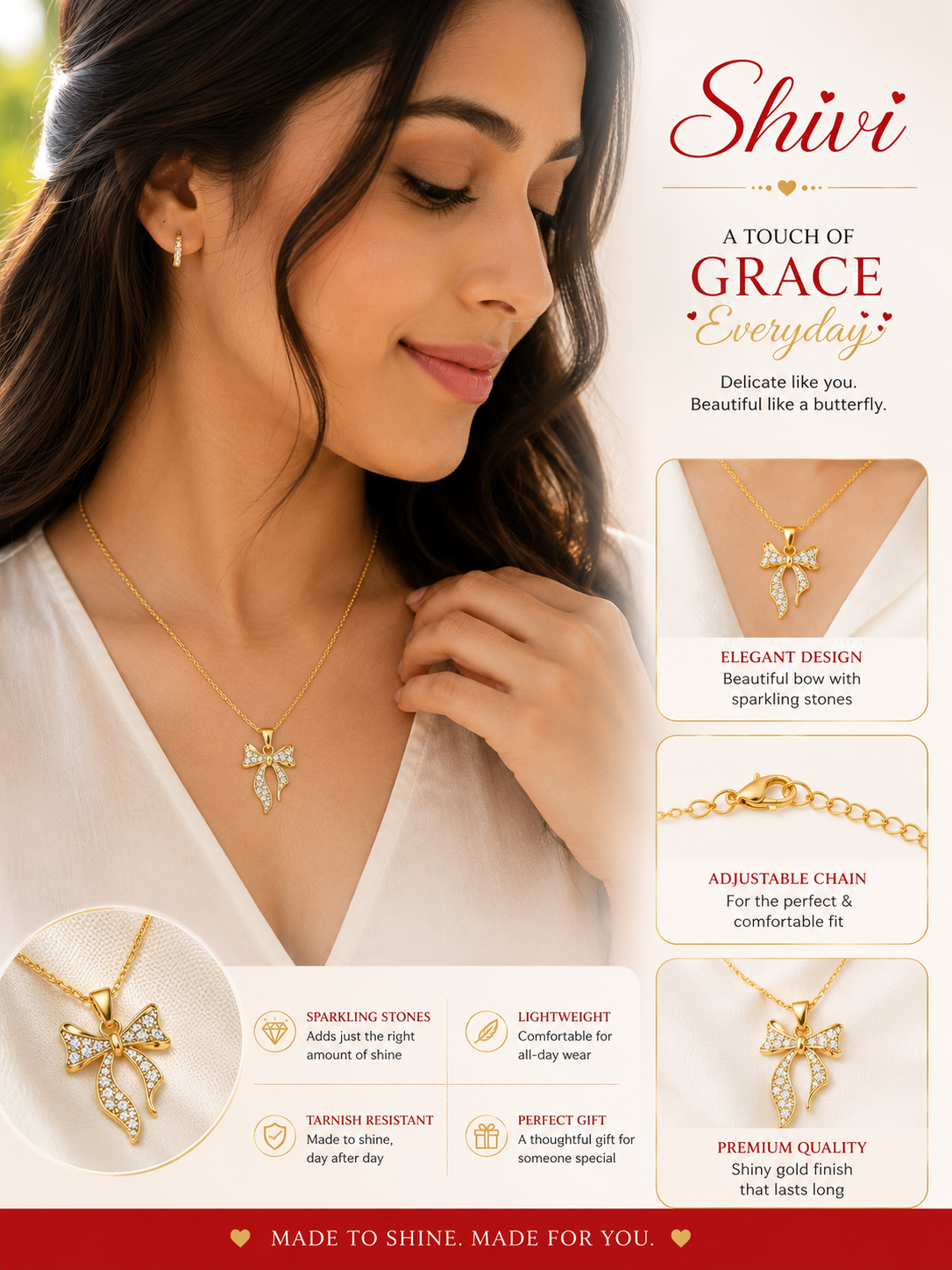 Bow Golden Pendant