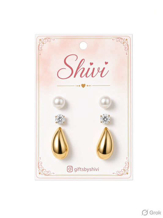 Drop 3Pc Earrings Card