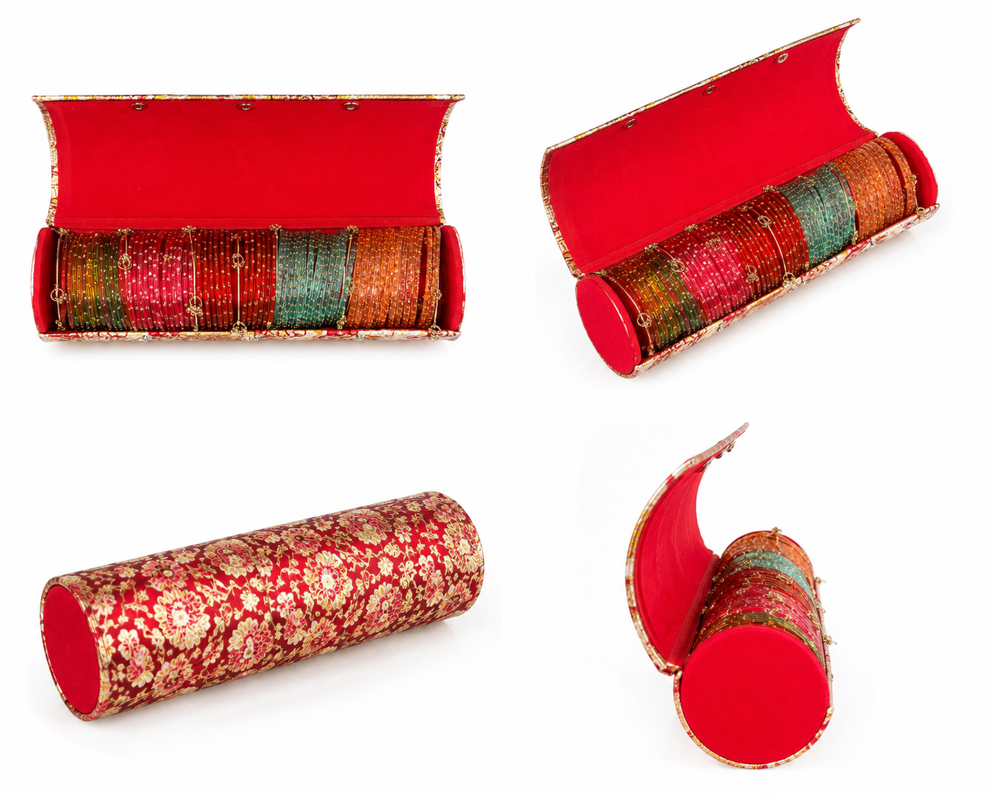 60 Multi Colour Bangles with
Heavy Kashmiri Ghungroo Bangles + Beautiful Bangle Box