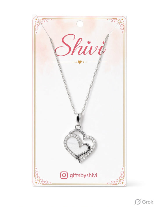 Double Heart Silver Pendant