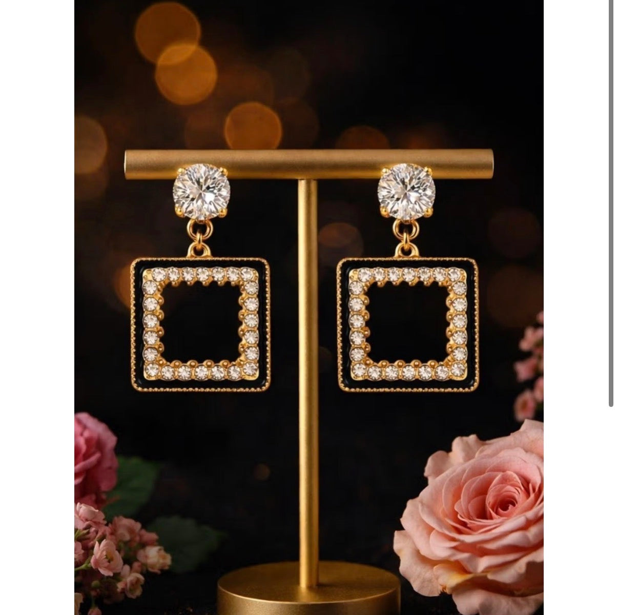 Gold Plated Square Earrings