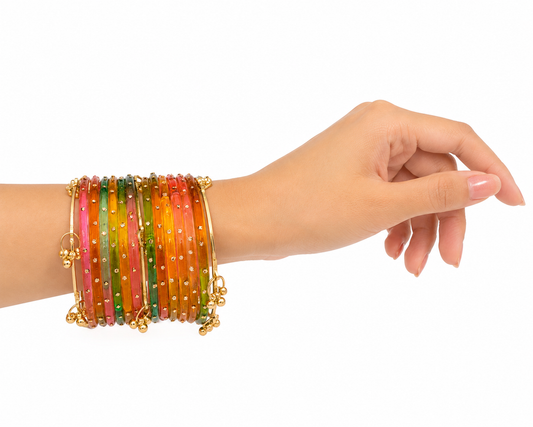 12 Diamond Bangles with 4 Kashmiri Ghungroo Bangles