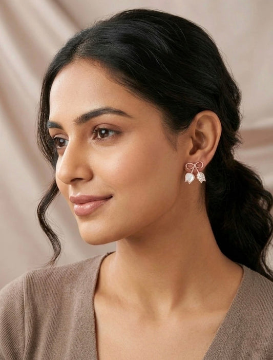 Tulip & Bow Rose Gold Earrings
