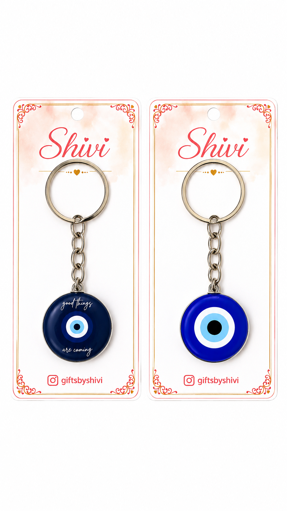 Evil Eye Glass Keyring 1pc