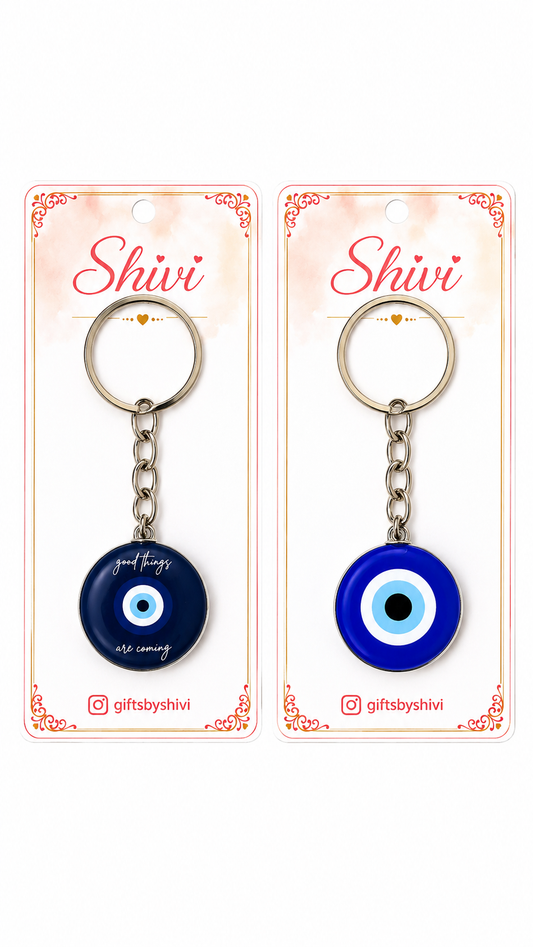Evil Eye Glass Keyring 1pc