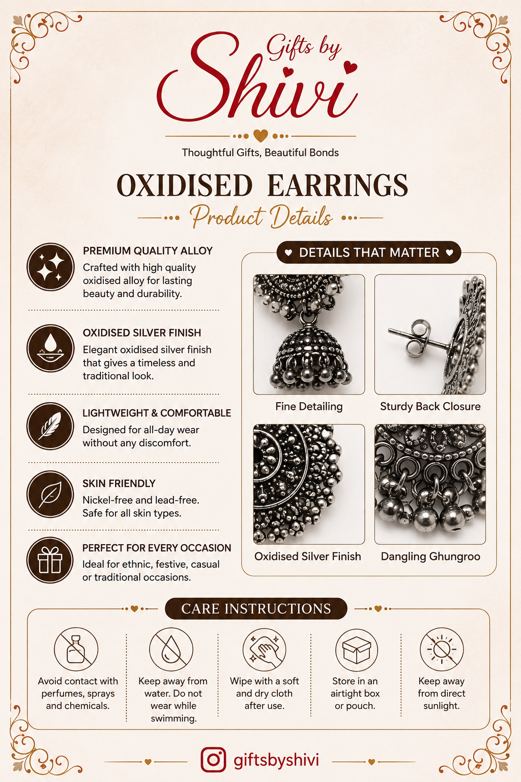Oxidised Earrings D10